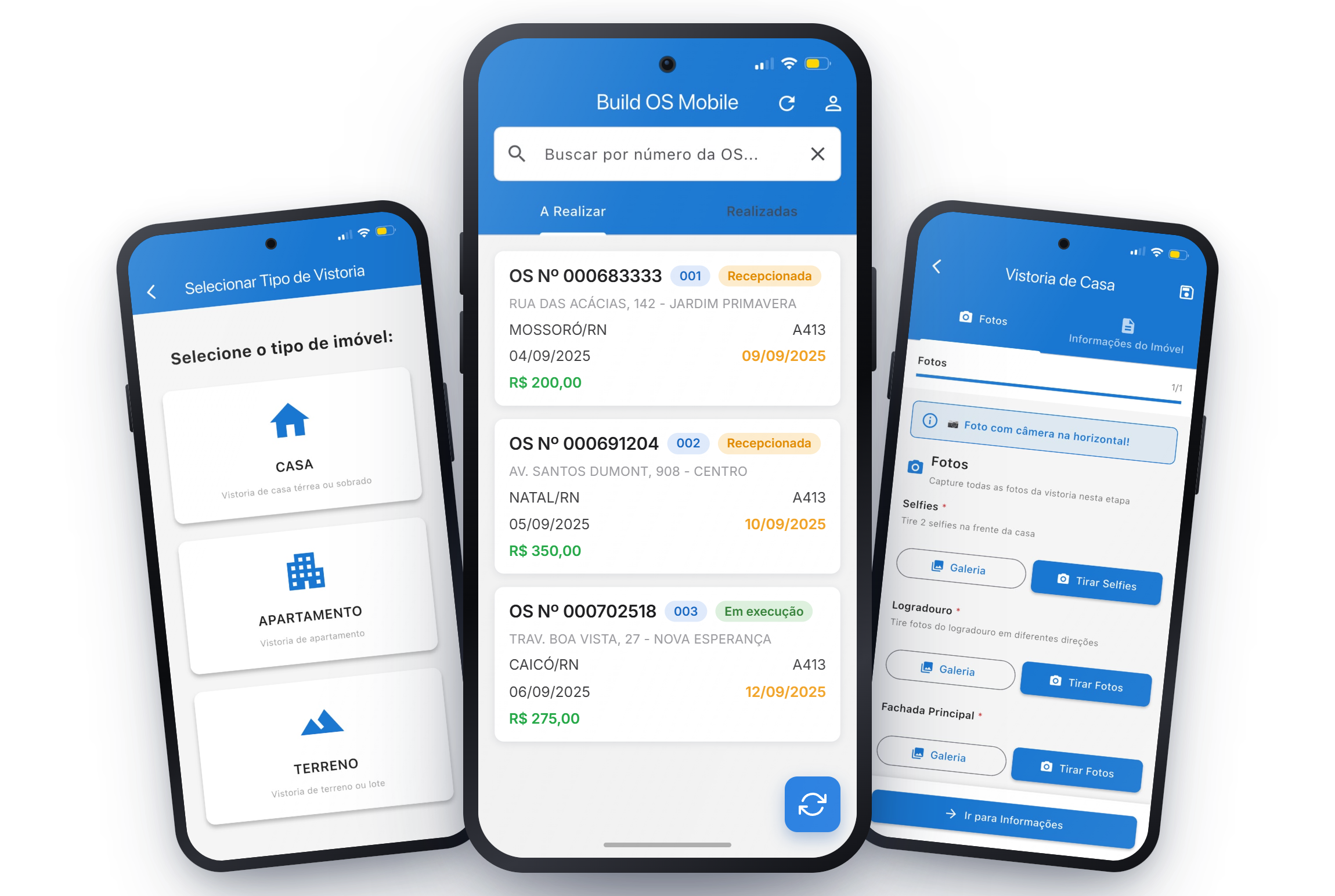 Vistoria completa no aplicativo BuildOS, direto no celular